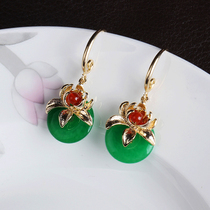 Ping An Shen Earrings Autumn and Winter Super Immortal Green Small Earrings Women Retro Exquisite Ethnic Mini Ear Jewelry