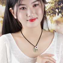Retro decorative necklace neck chain cold wind choker female Jade flat buckle short fresh neck belt temperament accessories winter