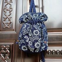 Wuzhen specialty handmade batik blue printed cloth bag small backpack student bag leisure bag little girl travel bag