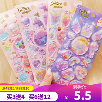 Girl heart Unicorn Children cartoon Three-dimensional crystal shake water sticker hand account mobile phone decoration reward hand account