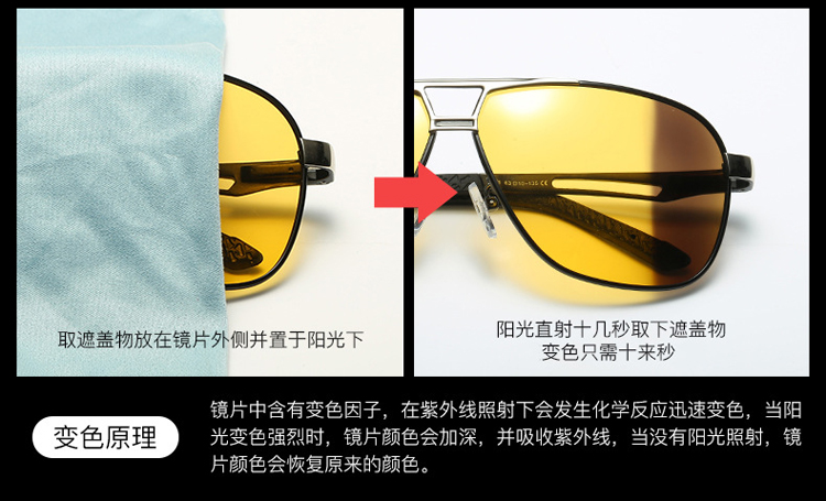 Kính râm phân cực màu sử dụng kép ngày và đêm nam tài xế lái xe kính đặc biệt hipster nam 蛤蟆 kính râm tròng kính siêu mỏng 1.76