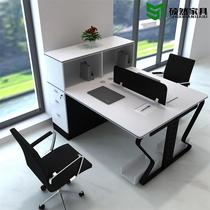  Staff desk and chair combination 2-person office furniture double computer desk fashion staff desk 4-person screen deck