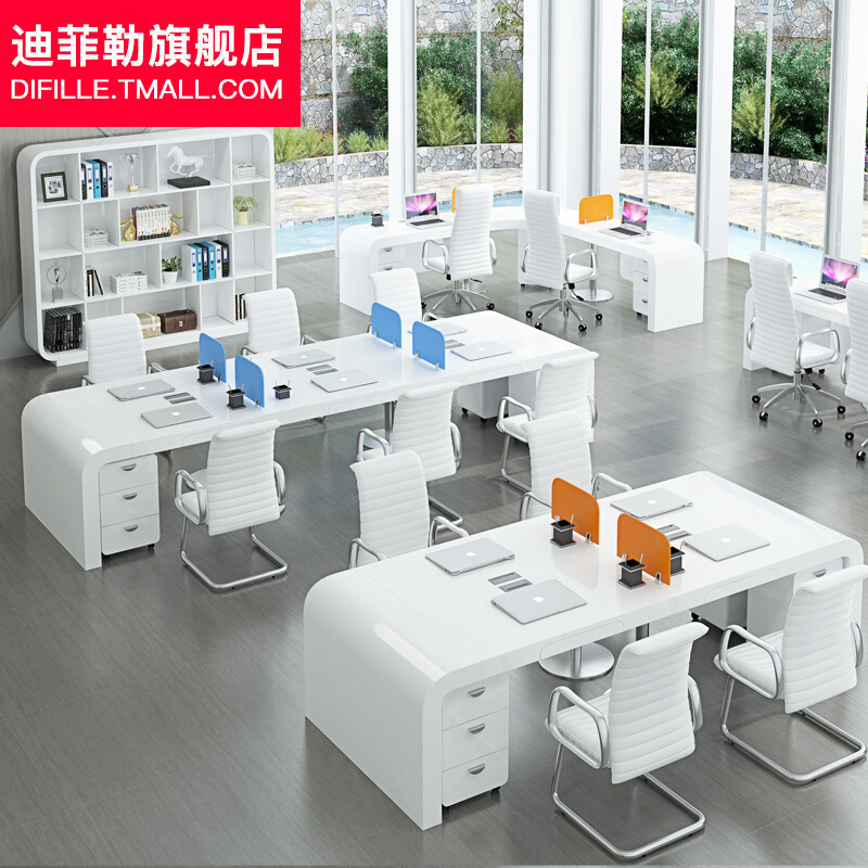 Painted staff desk simple modern screen desk chair combination 4 people 6 people staff seat computer desk
