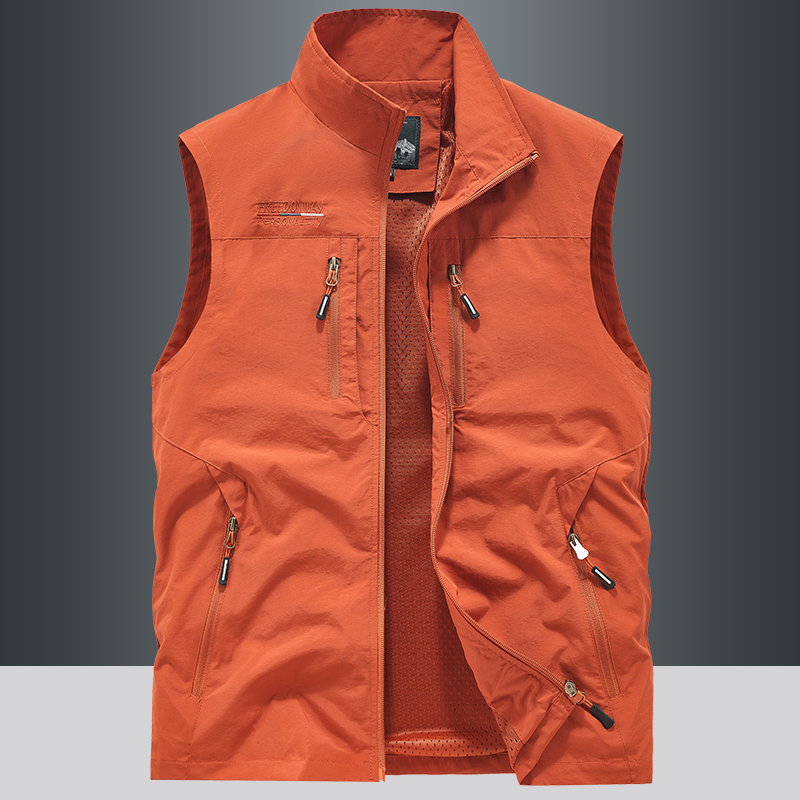 New Outdoor Windproof Vest for Men, Spring and Autumn Casual Multi-Pocket Photography Fishing Vest, Sleeveless Jacket