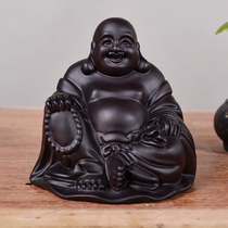 Ebony wood carving Maitreya Buddha statue ornaments small smile Buddha solid wood carving red wood car car car accessories