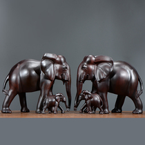 Ebony elephant solid wood carving child mother elephant home living room TV cabinet animal ornaments mahogany decoration crafts