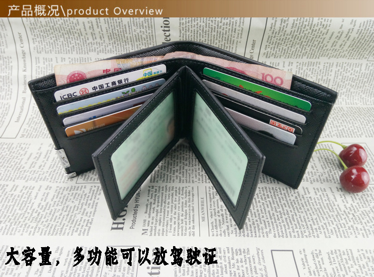 Bằng lái xe giấy phép ví đa chức năng của nam giới ví ngắn kinh doanh dung lượng lớn thẻ đa ví giấy phép lái xe của da trường hợp gói thẻ ví da