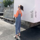 Spring and summer women's small breasted fufu denim overalls for women 2024 spring and autumn new Korean style loose overalls