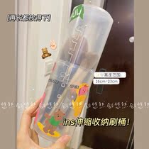 Brush containing bag transparent retractable containing barrel makeup brush with cosmetic tool pen holder for portable dust protection with lid