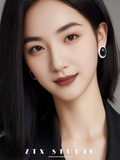 여성을위한 귀 피어싱이없는 천연 흑요석 귀 클립 새로운 검은 색 신선한 스타일 귀걸이 틈새 고급 감각 클립 귀걸이