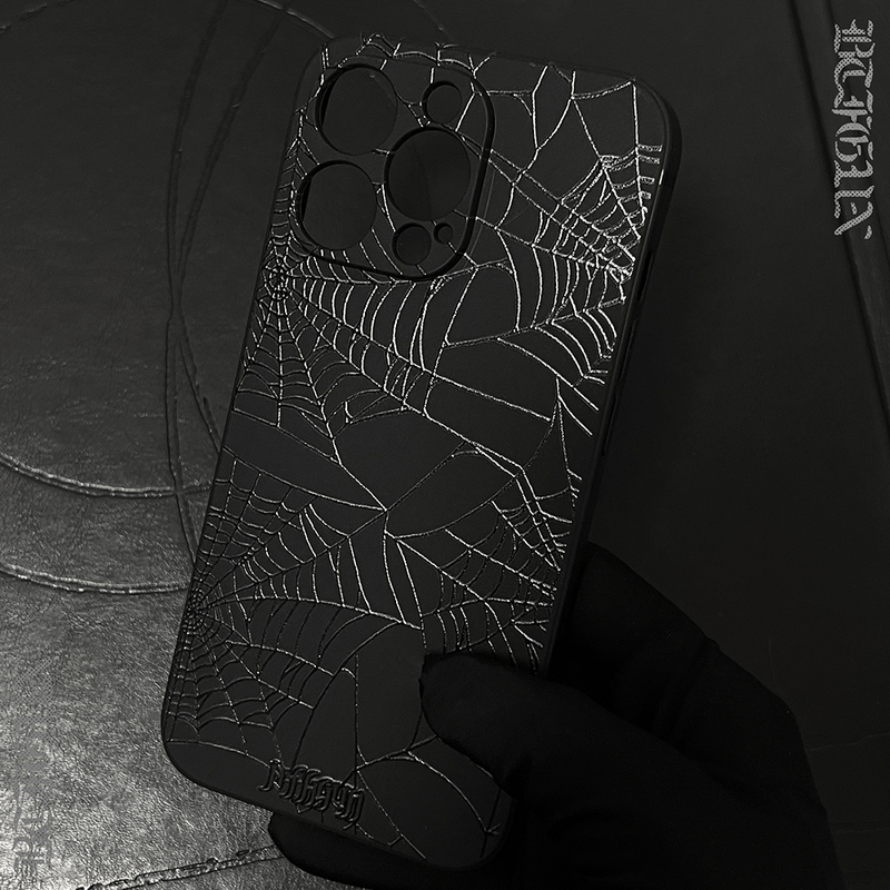 Butterflygun Dark Retro Gothic Style Black Spider Web Silicone Frosted Soft Shell Phone Case Protective Cover