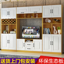 TV Cabinet Bookcase Combination Minimalist Multifunction Cabinet Background Wall Cabinet Living-room Cabinet small-family-type cabinet solid wood Custom furniture