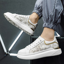 McQueen white shoes men 2021 autumn new trendy shoes muffin thick bottom high trend cloth surface Joker casual board shoes