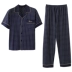 Kang Yi mùa hè mới cotton pyjama của nam giới mùa hè quần ngắn tay cotton rộng lưới lỏng mỏng phù hợp với dịch vụ tại nhà - Bên ngoài ăn mặc