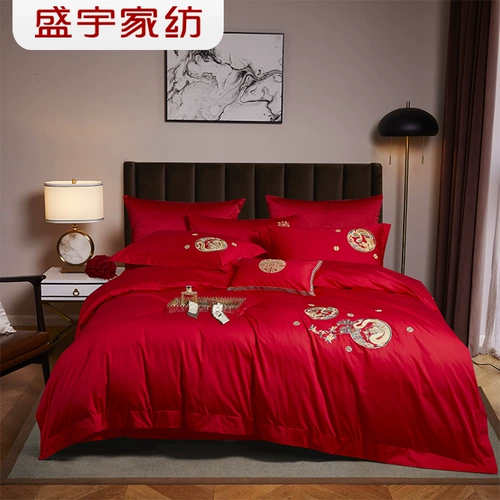 盛宇 Хлопковый комплект, с вышивкой, постельные принадлежности, 4 предмета, дракон и феникс