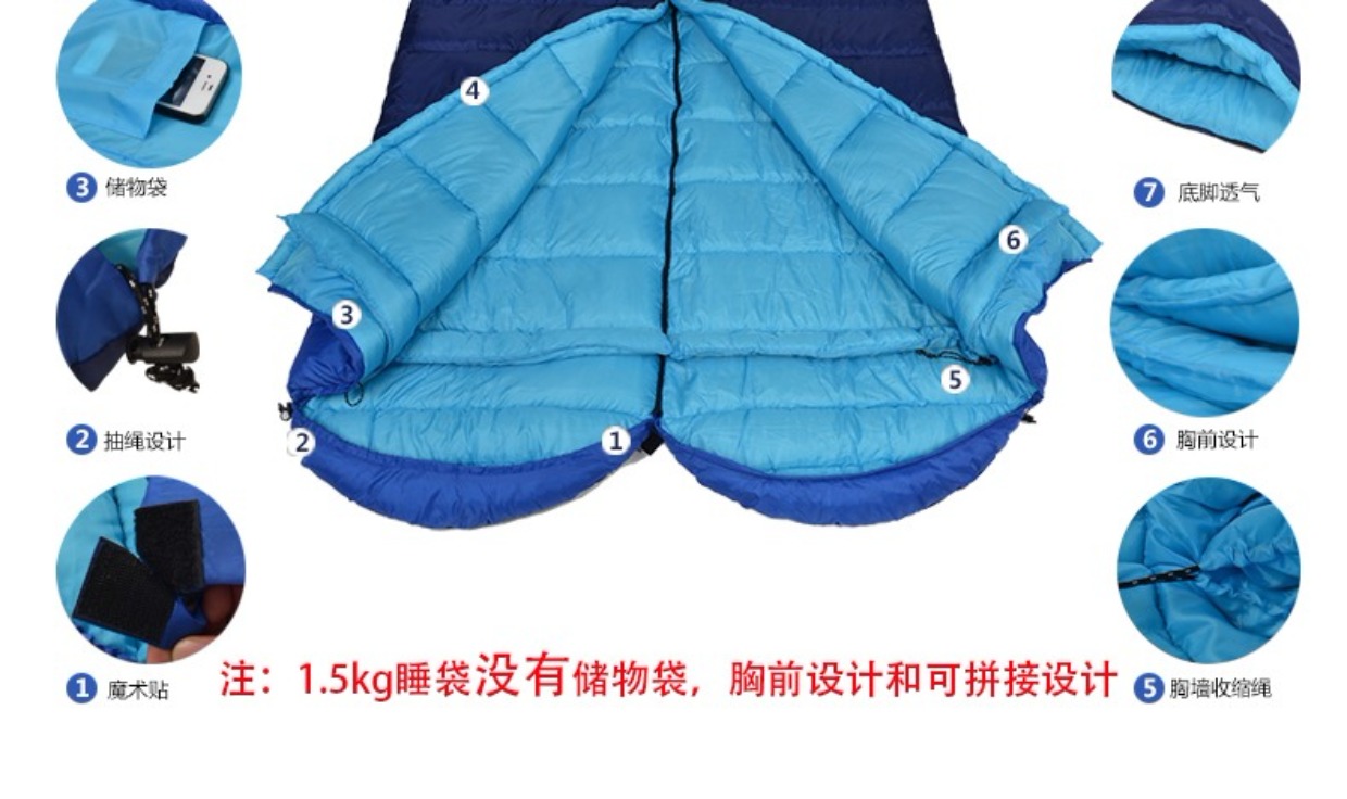 BartoniseN du lịch ngoài trời túi ngủ cắm trại Bốn mùa cắm trại ấm bông dày dành cho người lớn túi ngủ mùa đông túi ngủ cho trẻ sơ sinh mùa hè