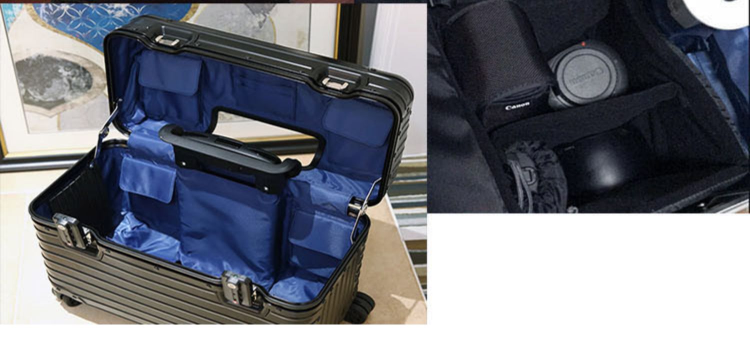 Hợp kim hoàn toàn bằng nhôm-magiê vali nhỏ chụp ảnh xe đẩy trường hợp mật khẩu vali 20 inch máy ảnh nội trú hộp đội trưởng hộp - Va li vali kéo