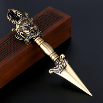 Brass filthy vajra pestle tantric hand piece mens demon-conquering vajra pestle copper portable vajra prong retro ornament