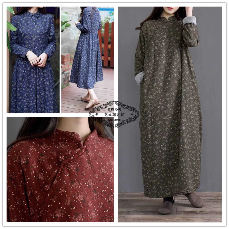 Vải cotton tinh khiết hoạt động chà nhám flannel phong cách mùa xuân và mùa thu vải hoa phong cách retro mục vụ trẻ em quần áo trẻ em in vải - Vải vải tự làm