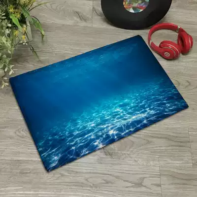 Access blue Mediterranean style floor mat bedroom bedside strip carpet powder room kitchen non-slip absorbent door mat