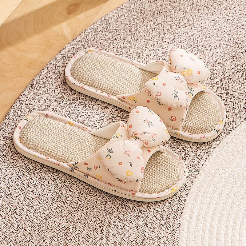 Linen Slippers for Women, All-Season Indoor Home Slippers, Silent Cotton and Linen Floor Slippers, Summer Sandals