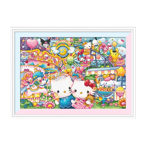 KS вышивка крестиком, новинка 2024 года, мультяшная анимация, самовышивка, ручная работа, вышивка нитками, детская комната, спальня, парк развлечений с котенком