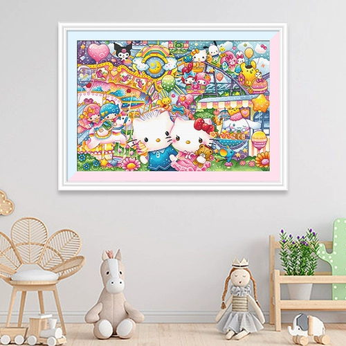 KS вышивка крестиком, новинка 2024 года, мультяшная анимация, самовышивка, ручная работа, вышивка нитками, детская комната, спальня, парк развлечений с котенком