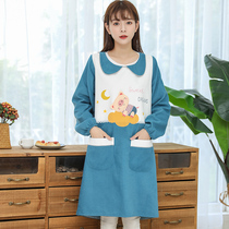 Cartoon Parquet Animals Apron Adult Workwear Anti-Fouling Anti-Oil Coffee Shop Restaurant Brief Thickened With Sleeve Hood Clothing