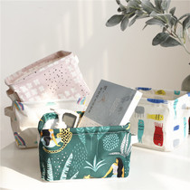 Creative cosmetics storage basket fabric storage basket desktop sundries storage basket cotton and linen cartoon portable storage basket