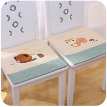 Happy double rabbit monkey three-dimensional embroidery handmade fabric cotton linen quilted dining chair cushion student chair cushion non-slip cushion