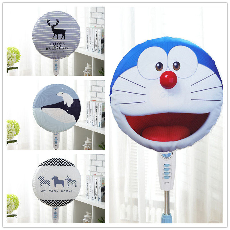 Cute Cartoon Full Bag Fan Hood Electric Warm Fan Hood 16 Inch Round Cloth Art Fan Dust Cover Suitable for 45-50cm