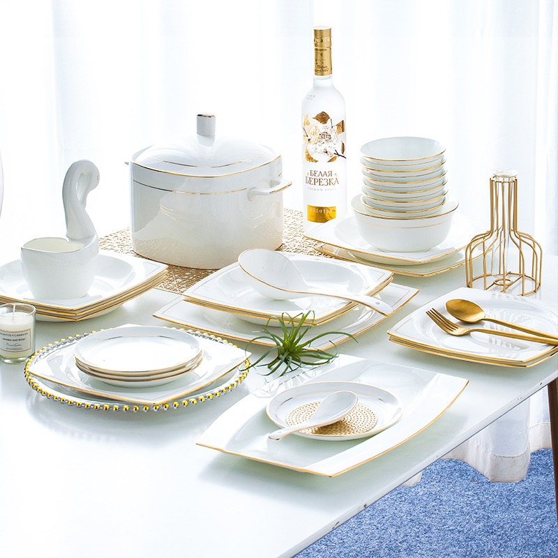 Dishes suit household contracted Europe type up phnom penh ipads porcelain of jingdezhen ceramic tableware light creative key-2 luxury Dishes