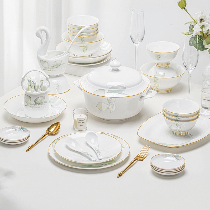 2026 New Model Bowl and Plate Set for Home Use, Jingdezhen Chinese-Style Light Luxury High-Value Ceramic Tableware Set, Housewarming Gift