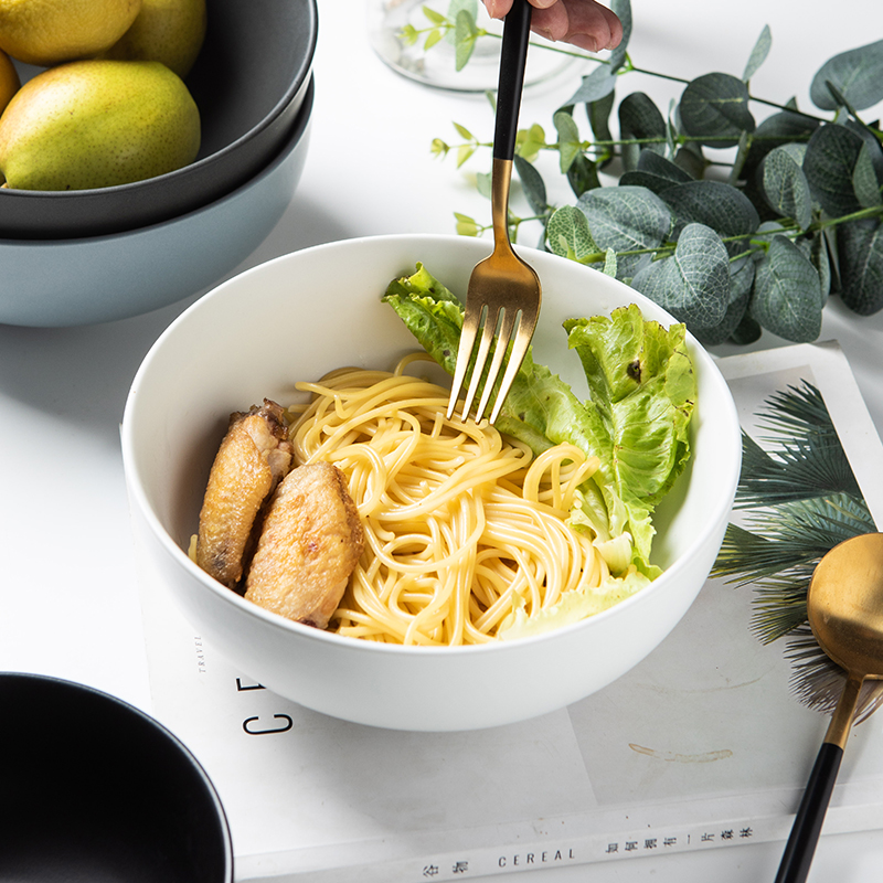 Pure color matte enrolled glaze ceramic bowl with Chen, "Nordic home big bowl ins contracted daily food bowl such as always