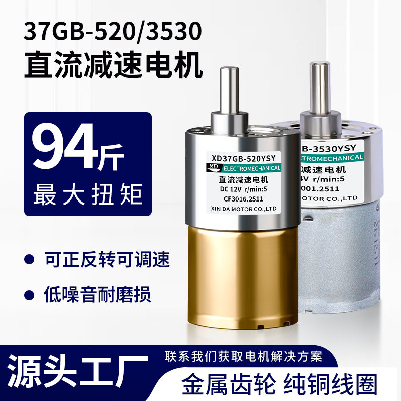 12V Dc Motor with Adjustable Speed, 24V Gear Reduction Small Motor, Forward and Reverse, High Torque 520 Micro Electric Motor 10
