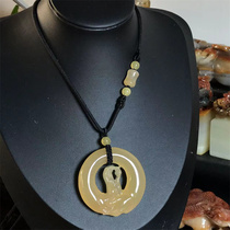 Natural jade Yunnan Huanglong Jade fine jewelry palm pearl pendant sweater chain pendant with certificate