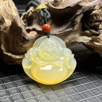Ruihuang Cui Natural Jade Yunnan Huanglong Jade Fine Jewelry Ice Yellow Buddha Pendant Sweater Chain Jade Pendant Gift