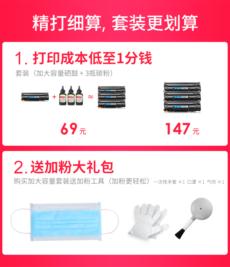 Aibo áp dụng hộp mực 88A HP388a dễ dàng để thêm bột CC388A M1136 P1108 HP1007 P1106 m126a máy in m128fn fp m1213nf 1216nfh - Hộp mực