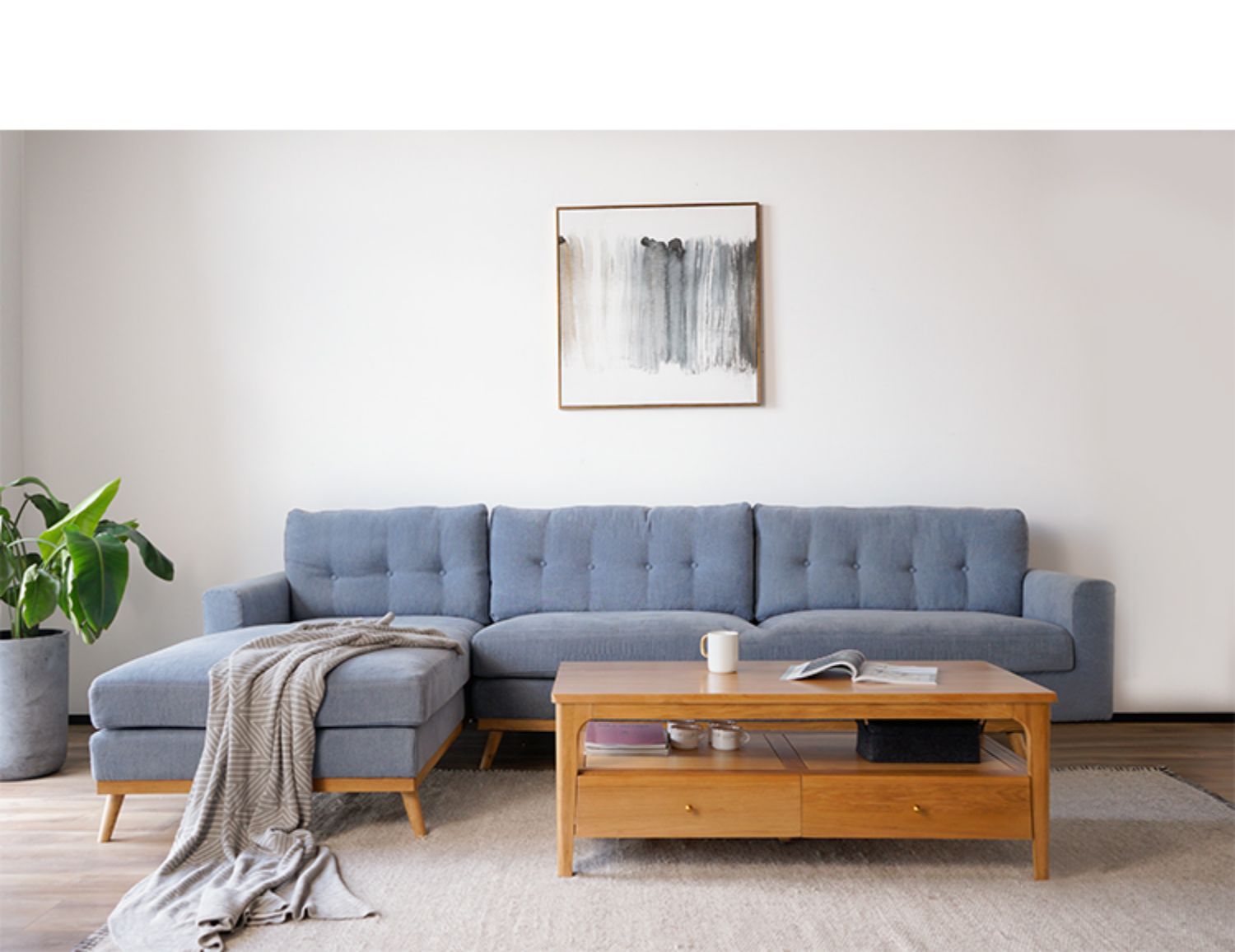 Bàn cà phê gỗ rắn Bắc Âu căn hộ nhỏ phòng khách gỗ tròn Nhật Bản - Bàn trà bàn sofa thông minh