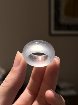 White ice glass ring natural myanmar a jadeite