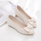 2025新款坡跟单鞋女内增高淑女鞋百搭防滑平底浅口软皮软底妈妈鞋