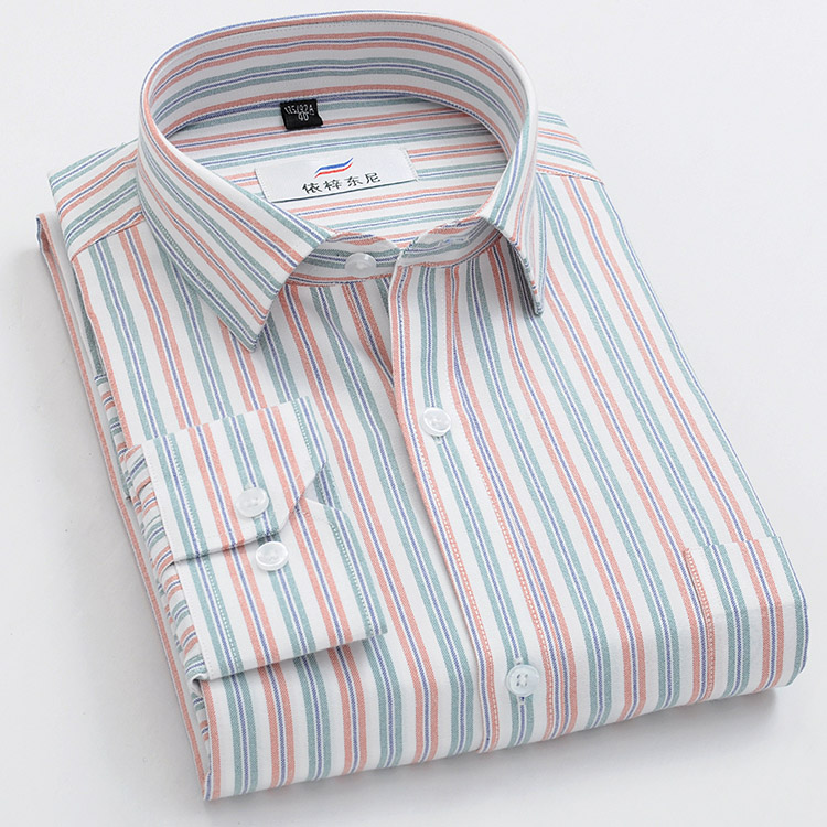Mùa xuân áo sơ mi nam tay dài kẻ sọc cotton kinh doanh cotton thường miễn phí kẻ sọc trung niên nóng bỏng áo sơ mi nam rộng áo sơ mi loang màu