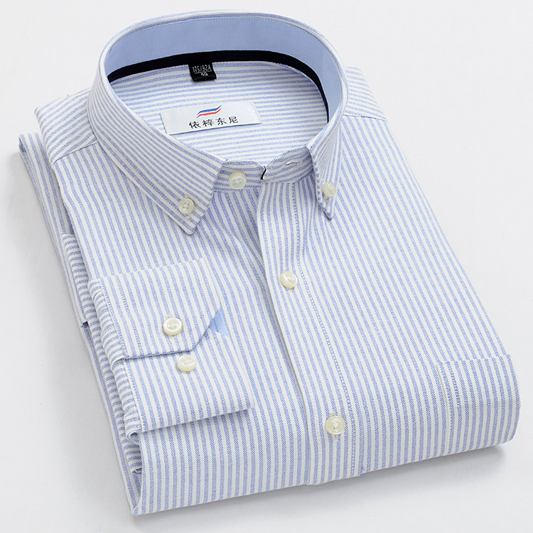 Mùa xuân áo sơ mi nam tay dài kẻ sọc cotton kinh doanh cotton thường miễn phí kẻ sọc trung niên nóng bỏng áo sơ mi nam rộng áo sơ mi loang màu