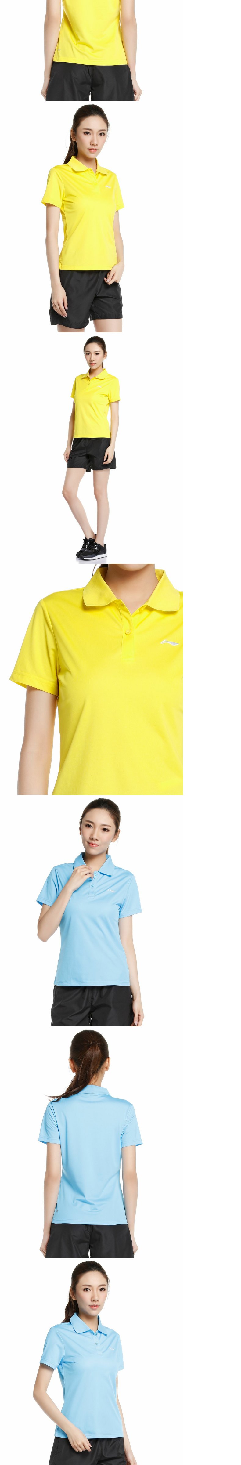 Áo thun Li Ning nữ 2018 Áo POLO mùa hè thoải mái thoáng khí thể thao màu trắng ve áo tay ngắn APLJ096 D áo polo dài tay