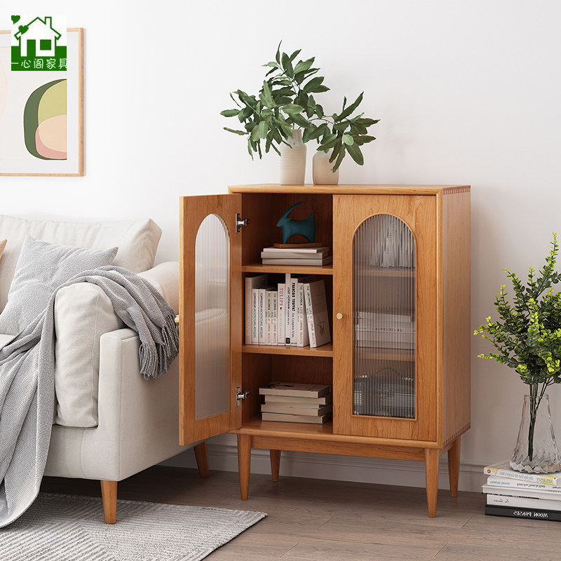 European-style solid wood bookcase bookshelf simple modern sofa side cabinet storage cabinet Nordic multi-functional display cabinet dining cabinet