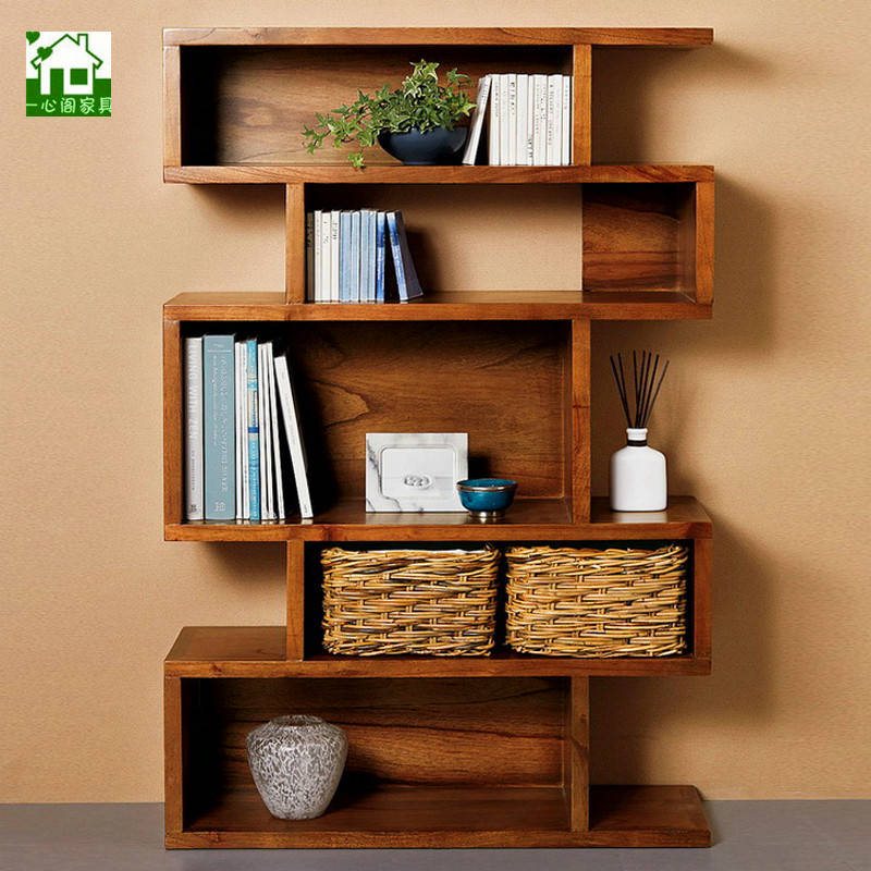 Nordic solid wood bookcase creative bookshelf rack living room display rack multifunctional storage cabinet simple entrance cabinet