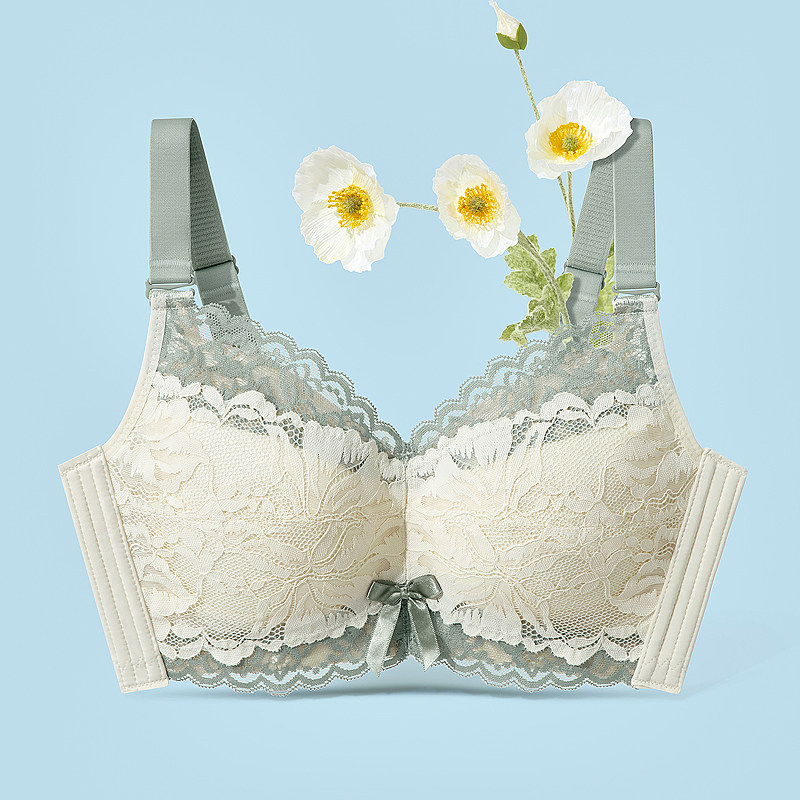 Purple fiber large breasted bra with small underwear latex bra without steel ring Poly Adjustment Type Large Size Bra Women Thin summer