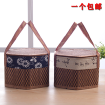 Bamboo woven portable bamboo basket Tea Mid-Autumn Festival Moon Cake gift box Hairy crab basket Egg box Specialty gift packaging