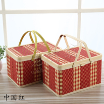 Bamboo basket egg box Portable basket Bamboo frame Hairy crab gift box Mid-Autumn Moon cake gift box Packaging New Year gift bag Bamboo woven