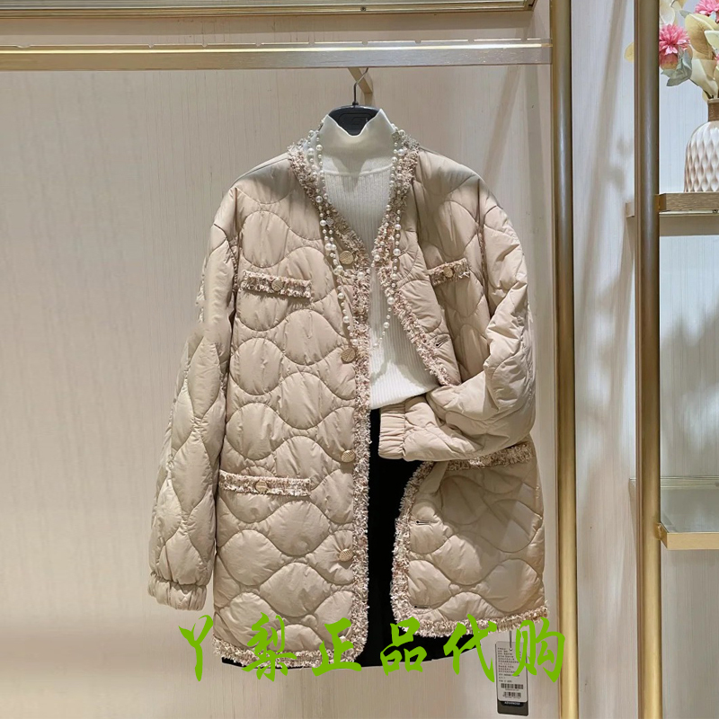 Amash Women's Authentic 2025 Winter New Tweed Chanel-Style Textured Sherpa Cotton Jacket Women's Cotton Coat